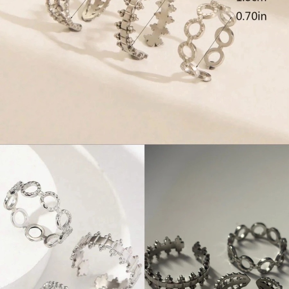 Silver stainless steel rings